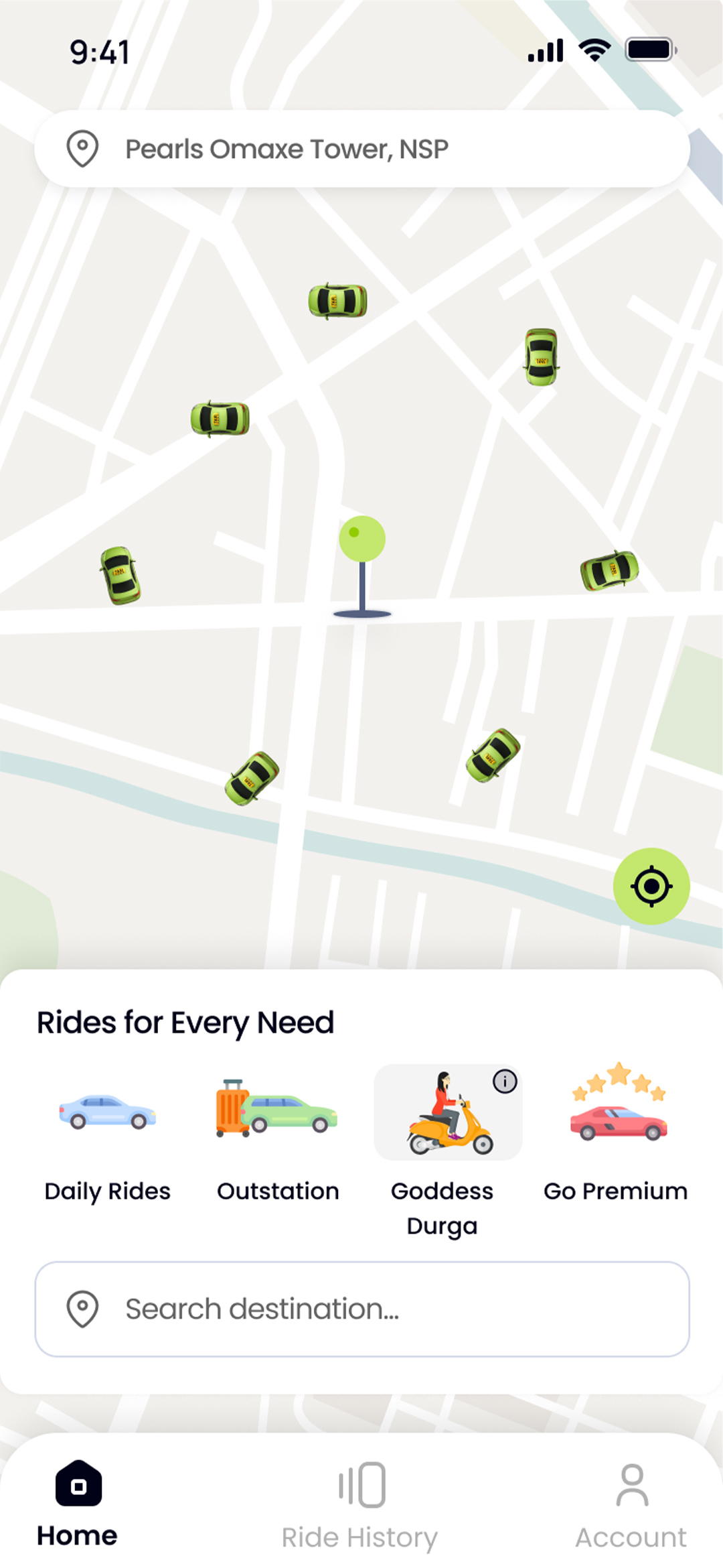 GoDroom app ride screen